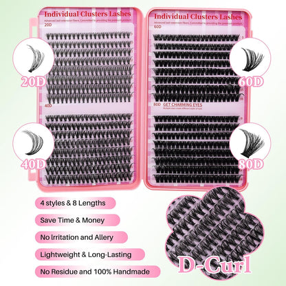 💖RITALASH 640PCS DIY Lash Extension Kit – 20D + 40D + 60D + 80D Mixed Cluster Lashes (9–16mm) with Bond, Seal, Tweezer & Mascara Brush for At-Home Lash Styling!