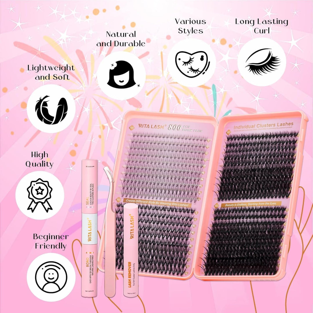 💖RITALASH 800PCS DIY Lash Extension Kit Book – 10+30+50+80D