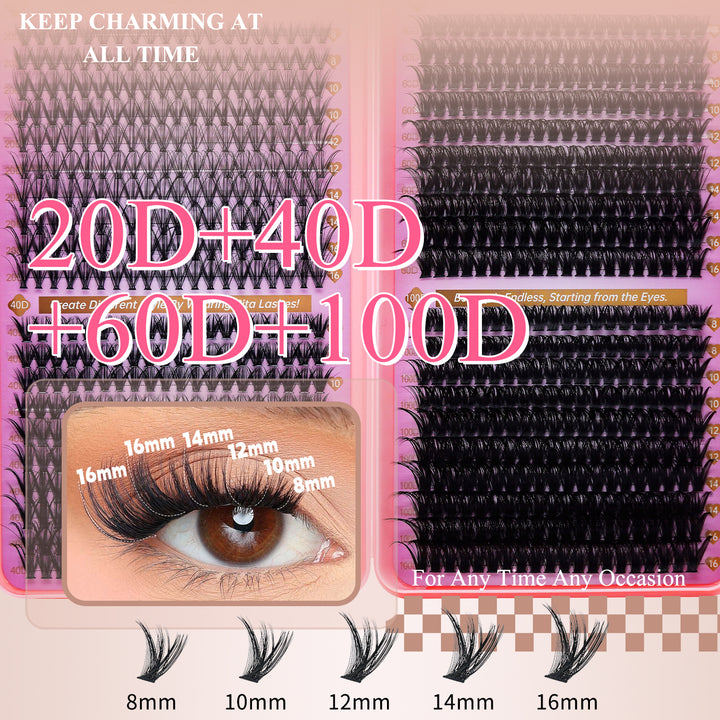 💖RITALASH 800PCS C Curl Cluster Lash Book – DIY Lash Extension Kit