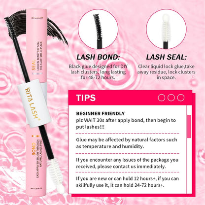 💖RITALASH 400PCS DIY Lash Extension Kit – 40D + 60D Cluster Lashes (8–16mm Mixed) with Bond, Seal, Remover & Tweezer for Bold At-Home Lash Styling!