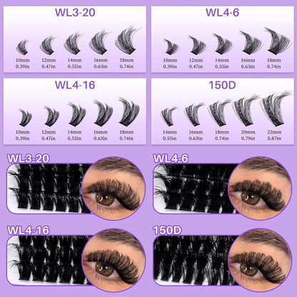 460PCS 4 Style Fluffy Cluster Lashes Book WL Style+150D