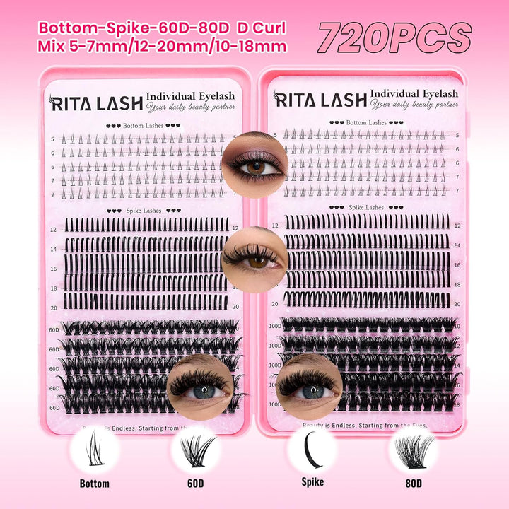 ✨RITALASH New 1930PCS Bulk Lash Clusters DIY Kit with Bond & Seal & Tools