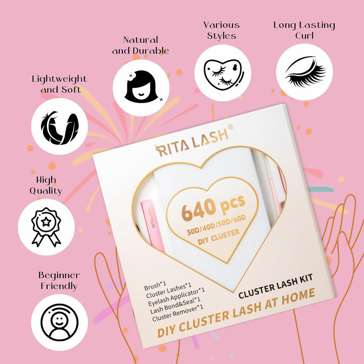 Lash Cluster Kit 640pcs 30D+40D+50D+60D,10-16mm