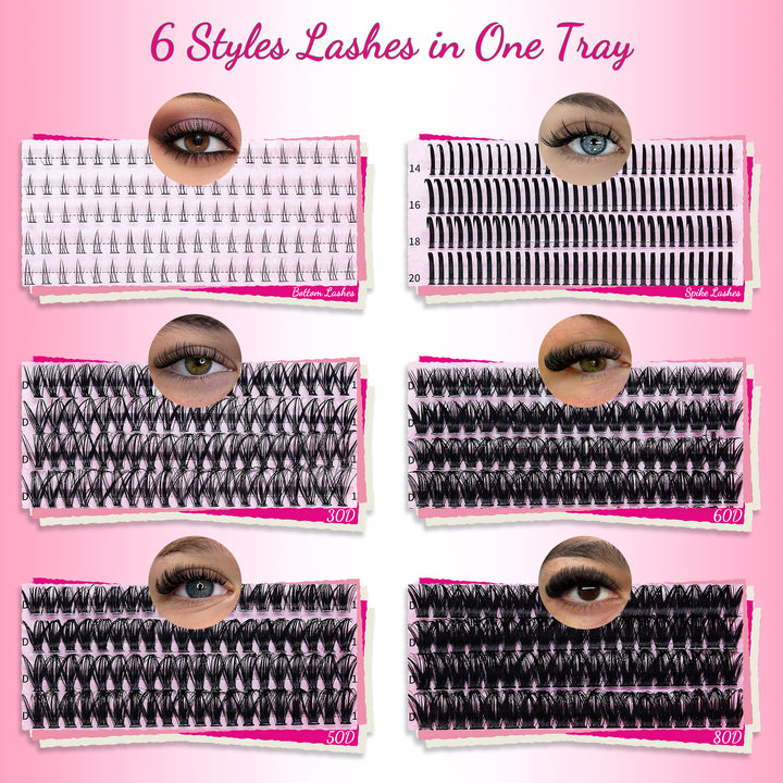 💖RITALASH 655PCS DIY Lash Extension Kit – Bottom, Spike, 60D & 80D Cluster Lashes