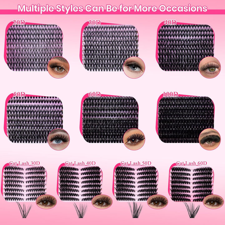 ✨RITALASH New 2240PCS Cat Eye Lash Clusters DIY Kit with Bond & Seal & Tools