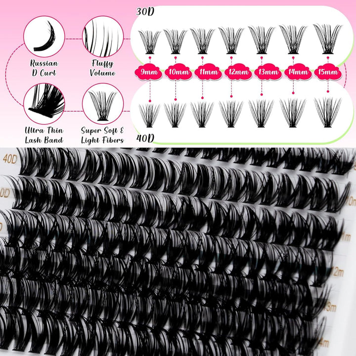🌟RITALASH 280PCS Lash Extension Kit – 30D+40D Cluster Lashes