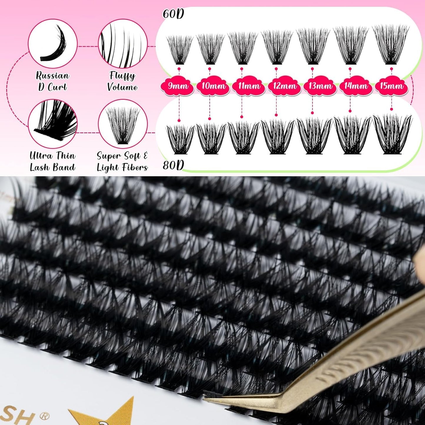 ✨RITALASH 280PCS DIY Lash Extension Kit – 60D + 80D Mixed Cluster Lashes (9–15mm) with Bond & Seal and Tweezers | Wispy Individual Eyelash Extensions for At-Home Salon Look