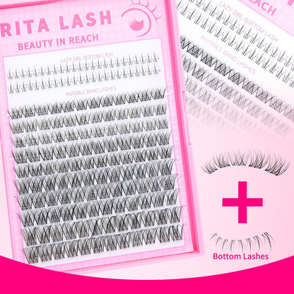 🌟RITALASH Venus Bottom & Upper Lash Clusters – DIY Individual Eyelashes Kit, 5–16mm Soft Natural Lashes with Ultra-Thin Invisible Band
