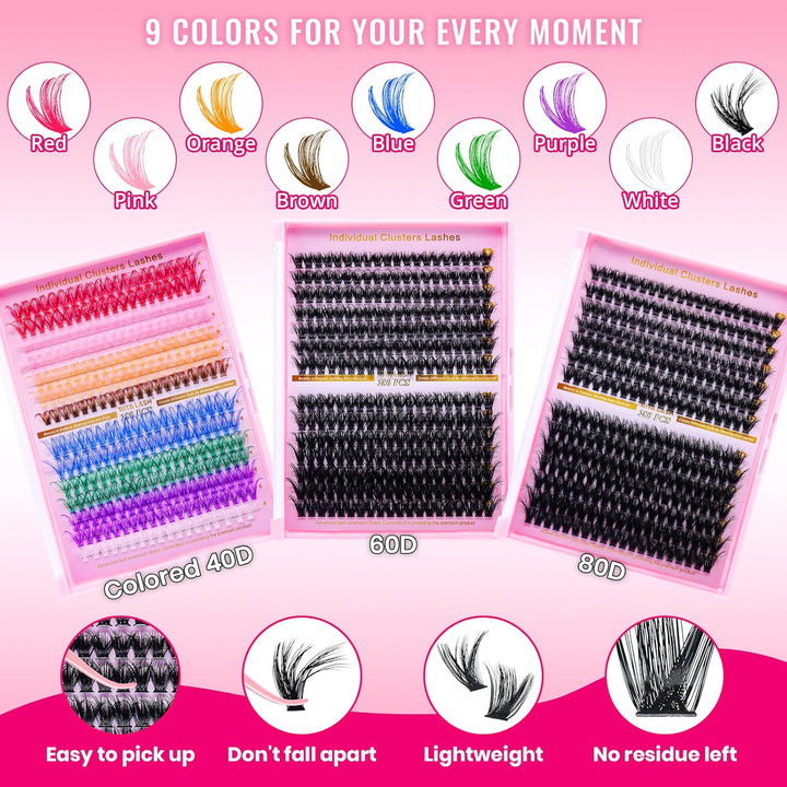 ✨RITALASH New 840PCS Bulk Lash Clusters Kit with Bond & Seal & Tools