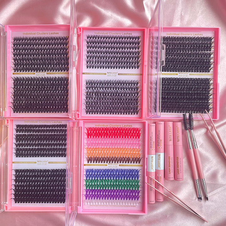 ✨280PCS Lash Extension Kit – 5 Styles DIY Lash Clusters with Bond & Applicator