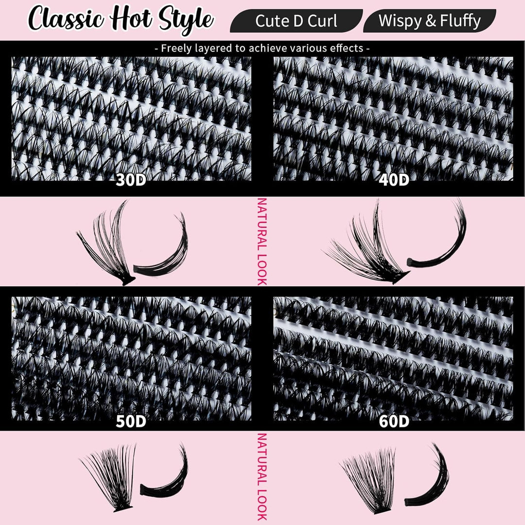 🌟RITALASH 640PCS Lash Extension Kit – 30D+40D+50D+60D Cluster Lashes