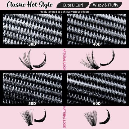 🌟RITALASH 640PCS Lash Extension Kit – 30D+40D+50D+60D Cluster Lashes (10–16mm Mixed) with Bond, Seal & Tweezers | DIY Wispy Fluffy Eyelash Extensions at Home