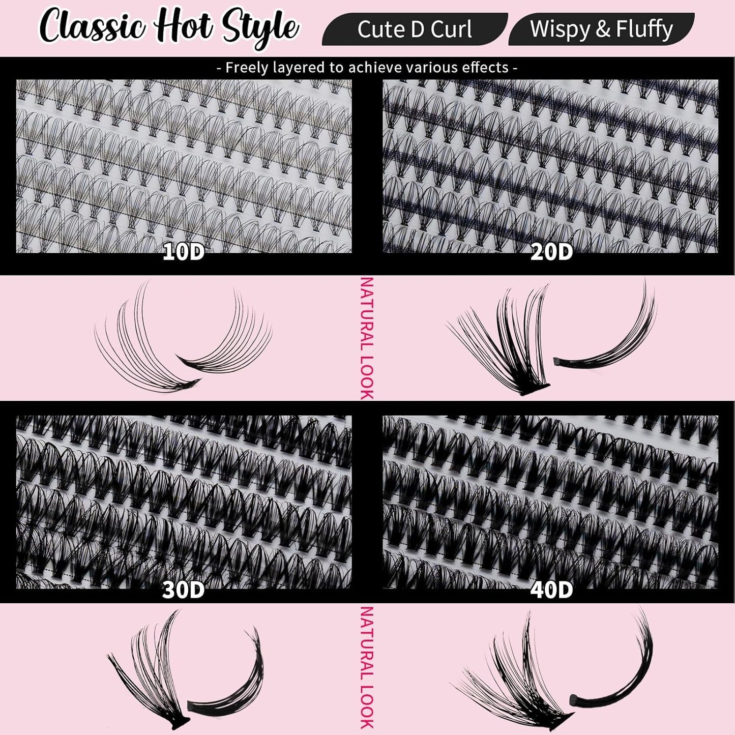🌟RITALASH 640PCS Lash Extension Kit – 10D+20D+30D+40D DIY Cluster Lashes (10–16mm) with Bond, Seal & Tweezers, Individual False Eyelash Extension Kit