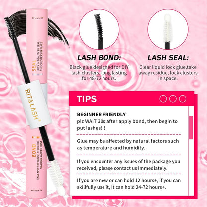 💖RITALASH 400PCS DIY Lash Extension Kit – 30D + 50D Cluster Lashes (8–16mm Mixed) with Bond, Seal, Remover & Tweezer for Custom At-Home Lash Styling!