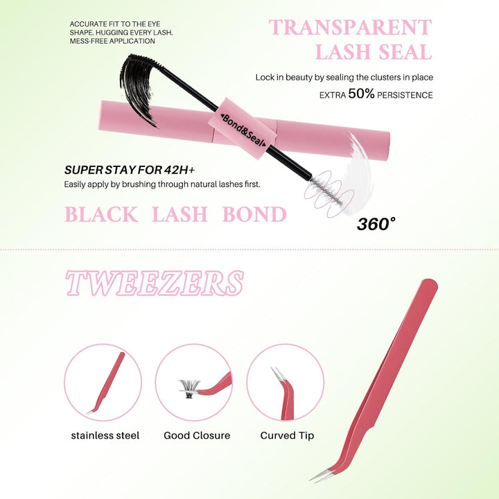 💖RITALASH DIY Colored Lash Extension Kit – 640PCS 30D + 40D + 50D + 40D Cluster Lashes