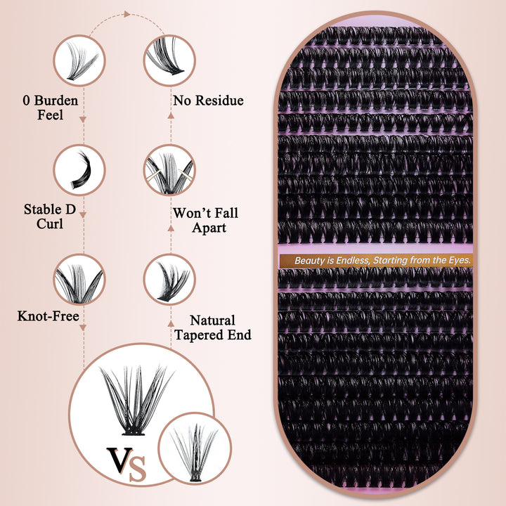 💖RITALASH 800PCS C Curl Cluster Lash Book – DIY Lash Extension Kit