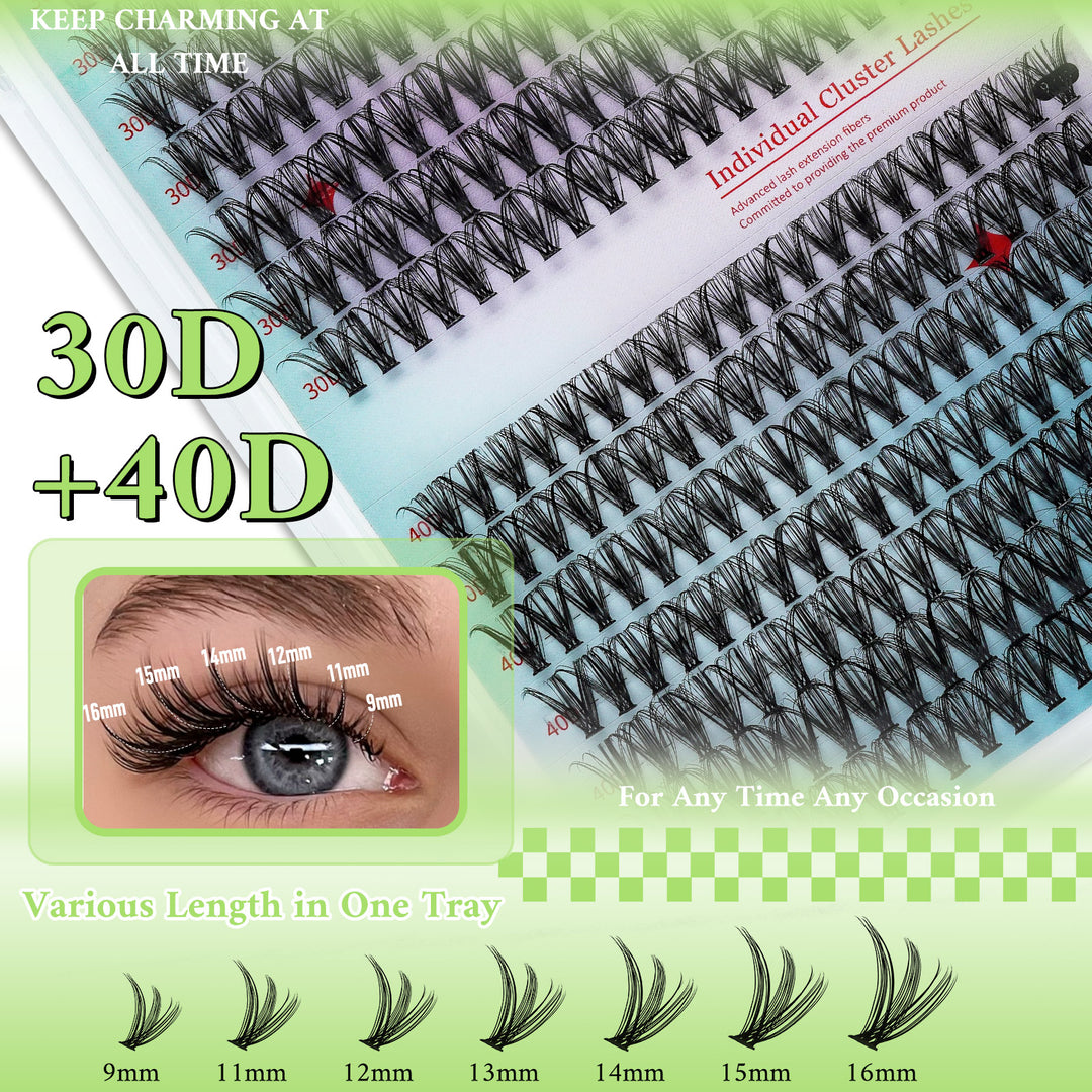 💖RITALASH 280PCS & 320PCS Individual False Cluster Lashes – 30D+40D / 30D+40D+50D D Curl