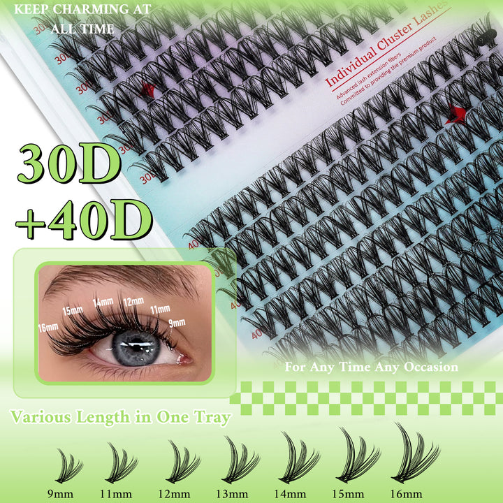 💖RITALASH 280PCS & 320PCS Individual False Cluster Lashes – 30D+40D / 30D+40D+50D D Curl