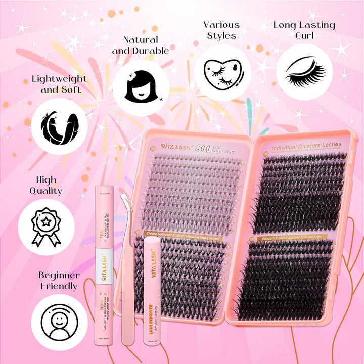 800pcs Lash Cluster Kit 10D+30D+50D+80D