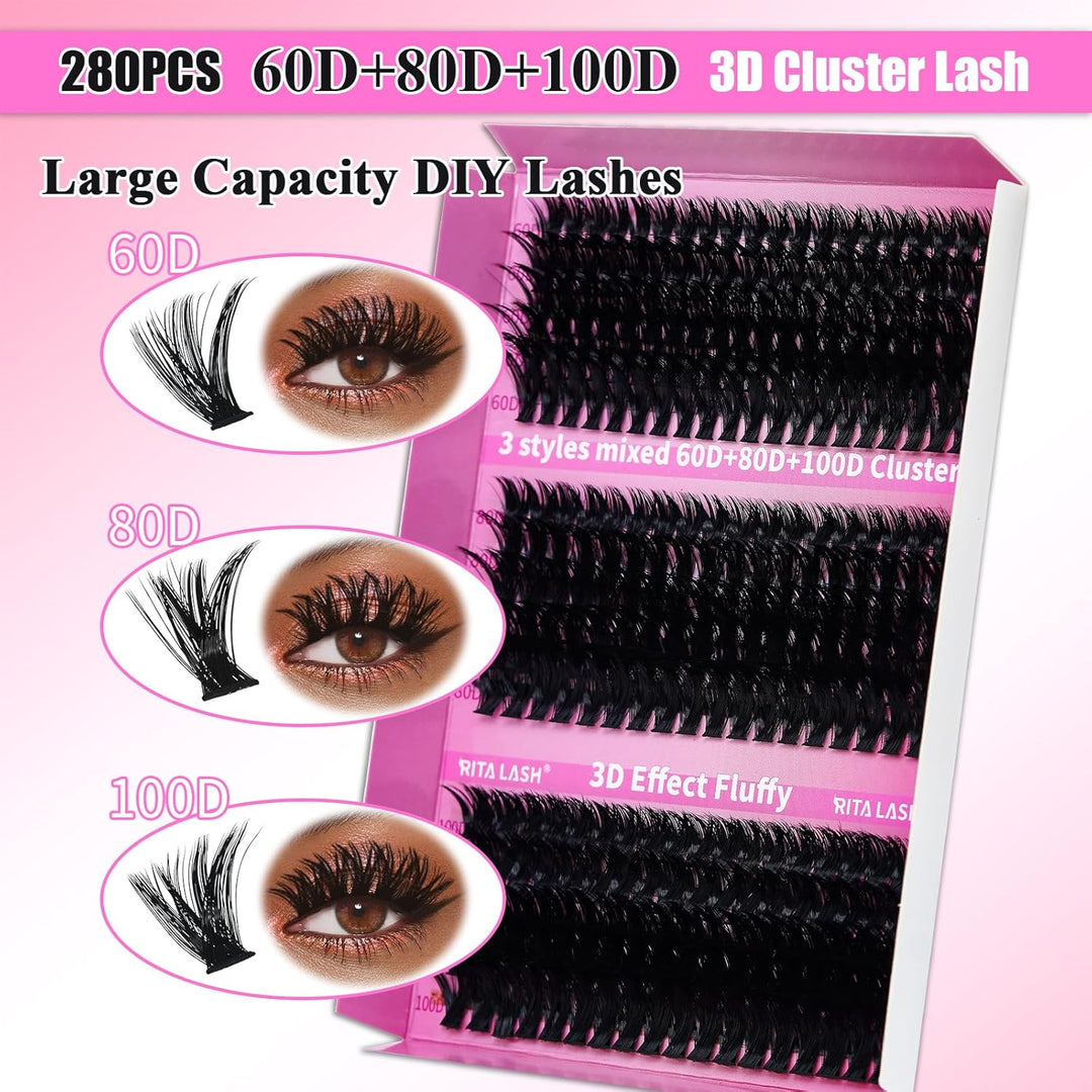 ✨RITALASH New 960PCS Bulk Lash Clusters Kit with Bond & Seal & Tools