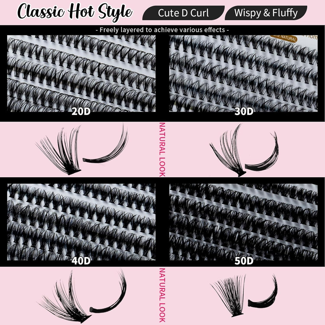 🌟RITALASH 640PCS Lash Extension Kit – 20D+30D+40D+50D Cluster Lashes