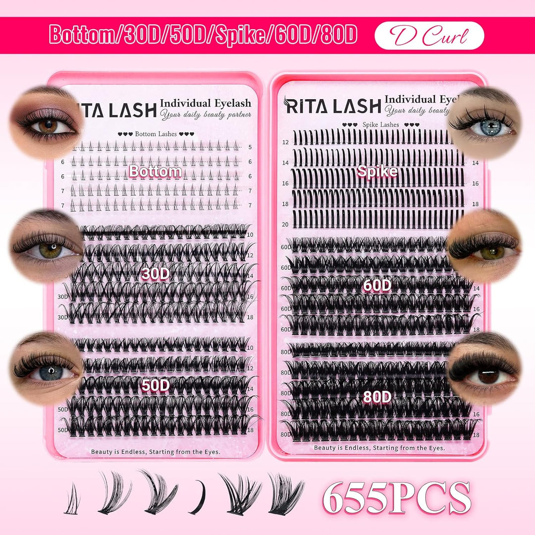 ✨RITALASH New 1930PCS Bulk Lash Clusters DIY Kit with Bond & Seal & Tools
