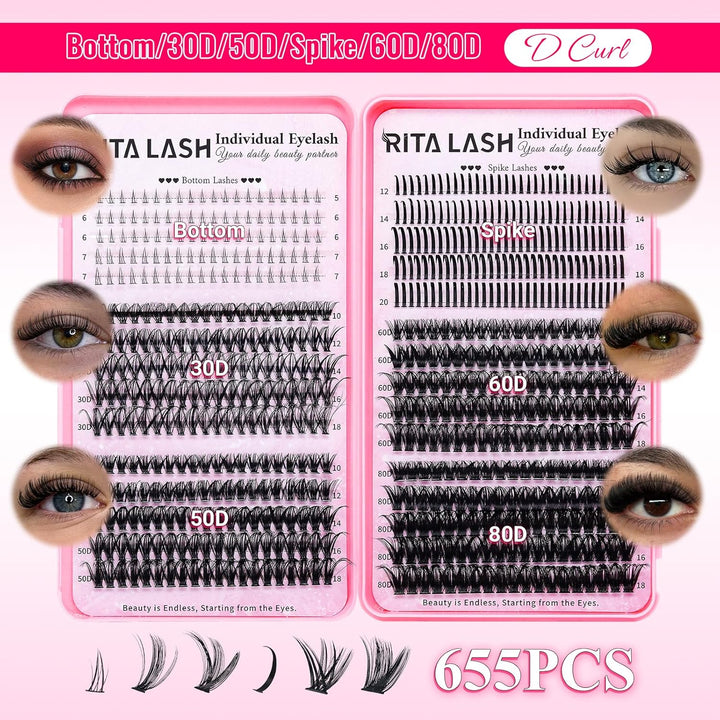 ✨RITALASH New 1930PCS Bulk Lash Clusters DIY Kit with Bond & Seal & Tools