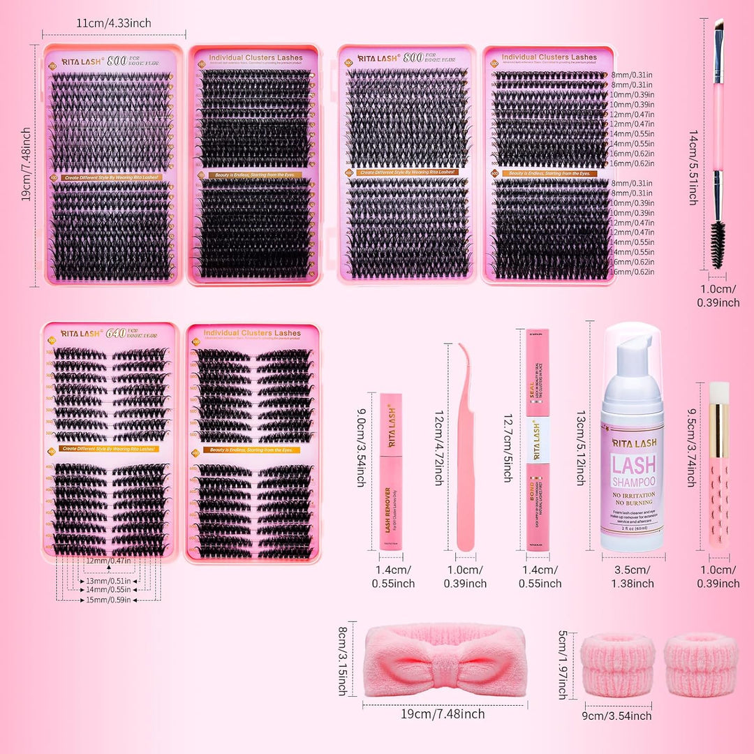 ✨RITALASH New 2240PCS Cat Eye Lash Clusters DIY Kit with Bond & Seal & Tools