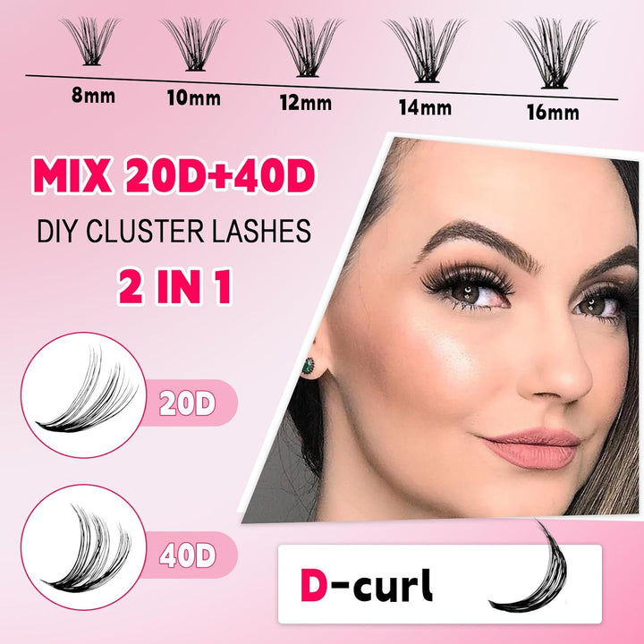 💖RITALASH 400PCS Lash Extension Kit – 20D+40D DIY Cluster Lashes