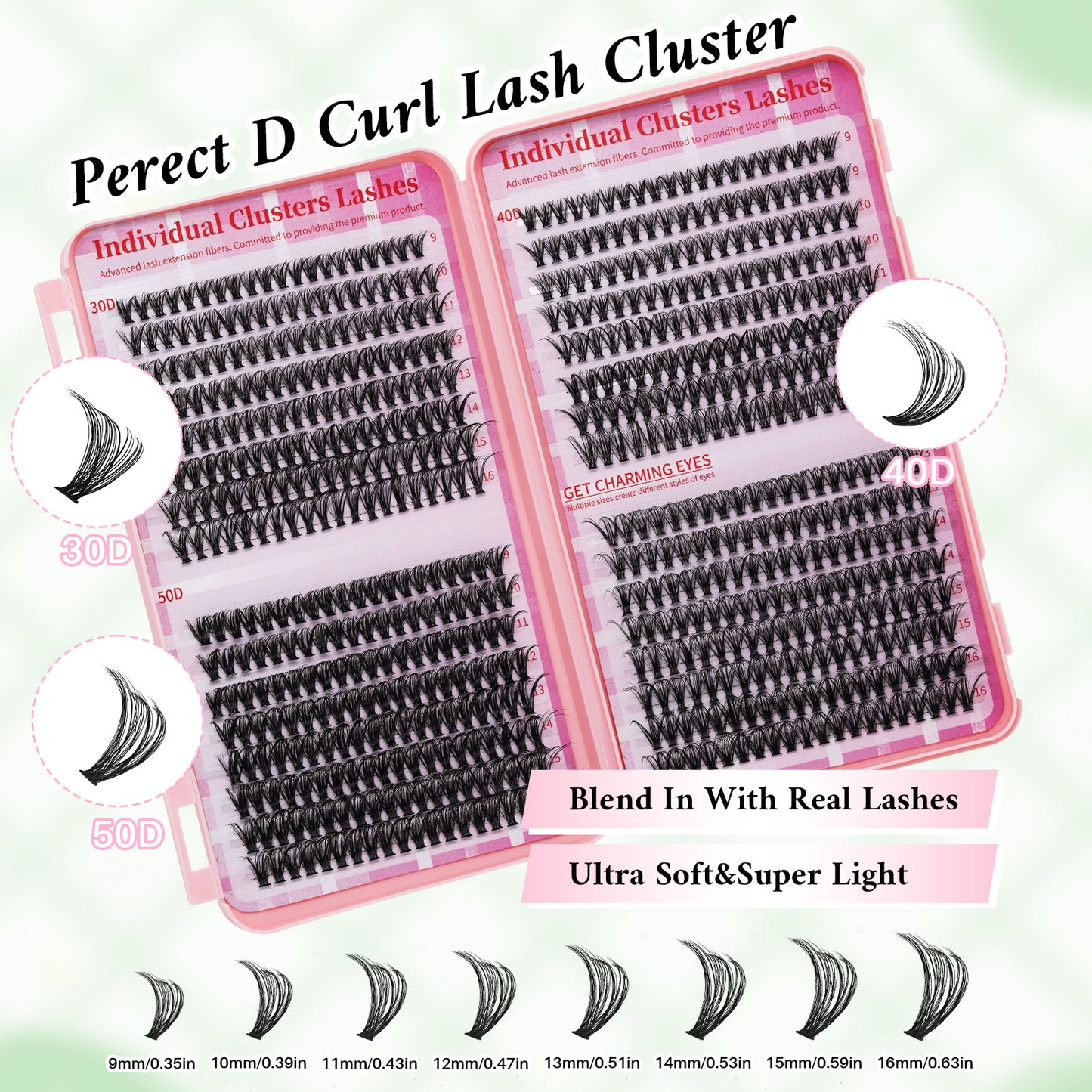 💖640PCS Individual False Cluster Book 30D+40D+50D DIY Eyelash Extensions D Curl Long With Bond And Seal Lash Tweezer And Brush DIY Individual False Cluster At Home
