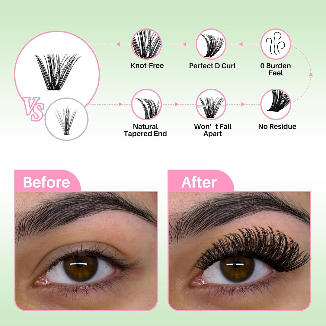 💖RITALASH 640PCS DIY Lash Extension Kit – 20D + 40D + 60D + 80D Mixed Cluster Lashes