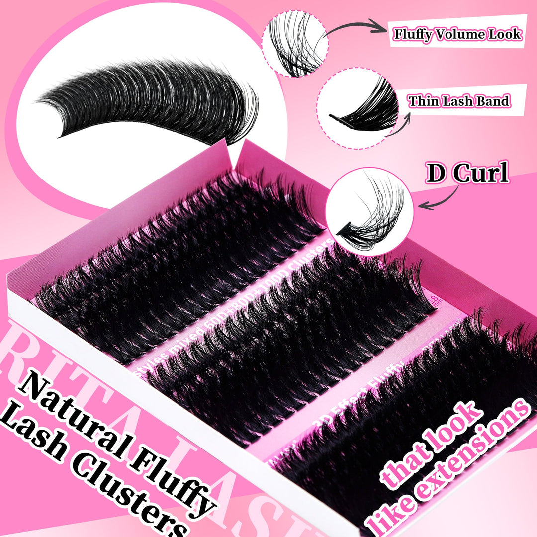 Cluster Lashes Book 3D Effect Fluffy Lash Extension 60D+80D+100D