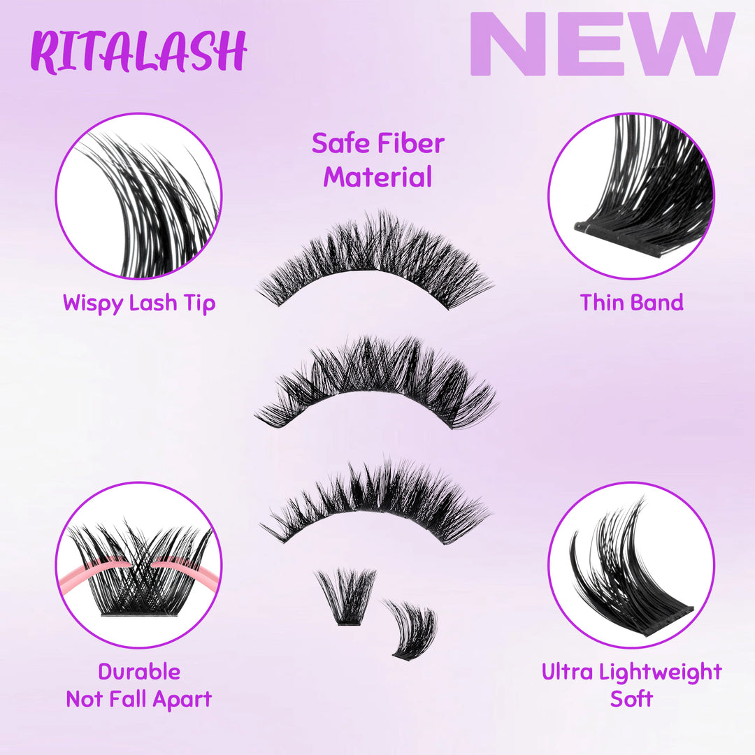 ✨RITALASH 460PCS D Curl Lash Clusters Book – DIY Extension Set