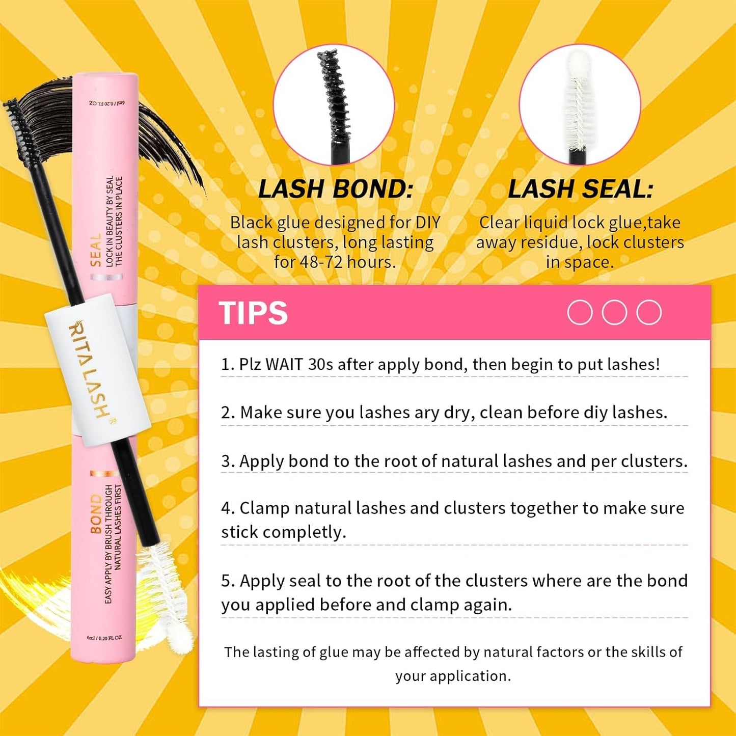 💖RITALASH DIY Lash Extension Kit Book Set – 800PCS Cluster Lashes (30D+40D+50D+60D, 8–16mm) | Individual Lash Clusters with Bond & Seal, Remover, Tweezers | At-Home Eyelash Extension Kit
