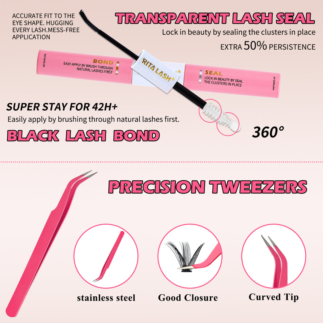 💖RITALASH 800PCS C Curl Cluster Lash Book – DIY Lash Extension Kit