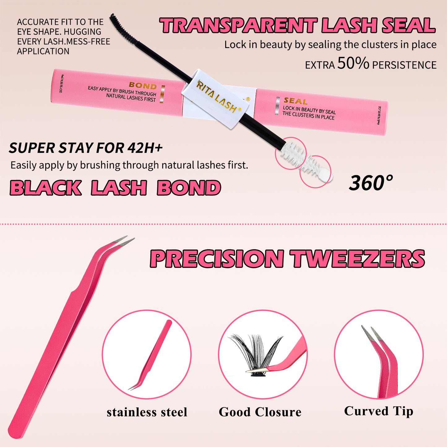 💖RITALASH 800PCS C Individual Eyelashes Cluster Lash Book Kit DIY Eyelash Extensions With Bond And Seal Cluster Lash Remover Lash Tweezer DIY Cluster Lash At