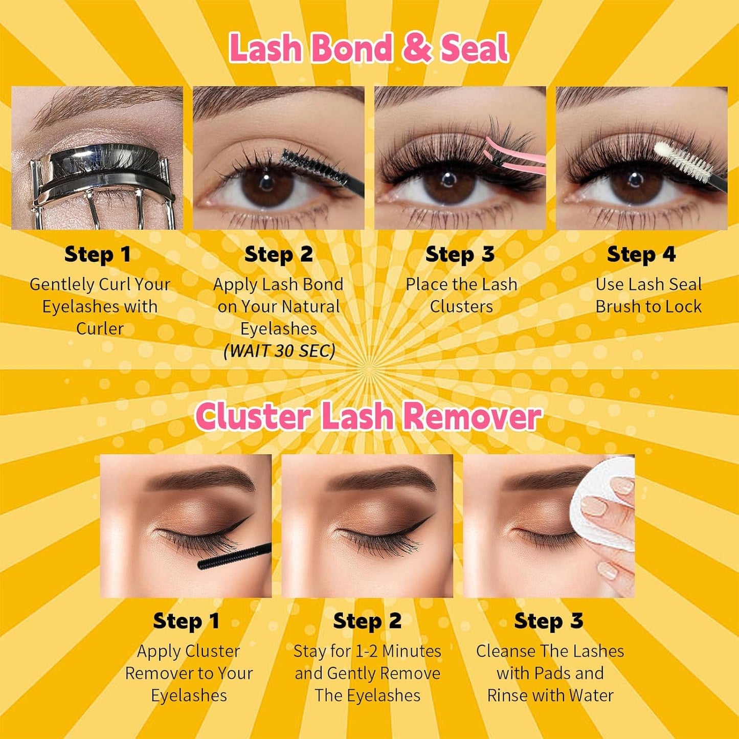 💖RITALASH DIY Lash Extension Kit Book Set – 800PCS Cluster Lashes (30D+40D+50D+60D, 8–16mm) | Individual Lash Clusters with Bond & Seal, Remover, Tweezers | At-Home Eyelash Extension Kit