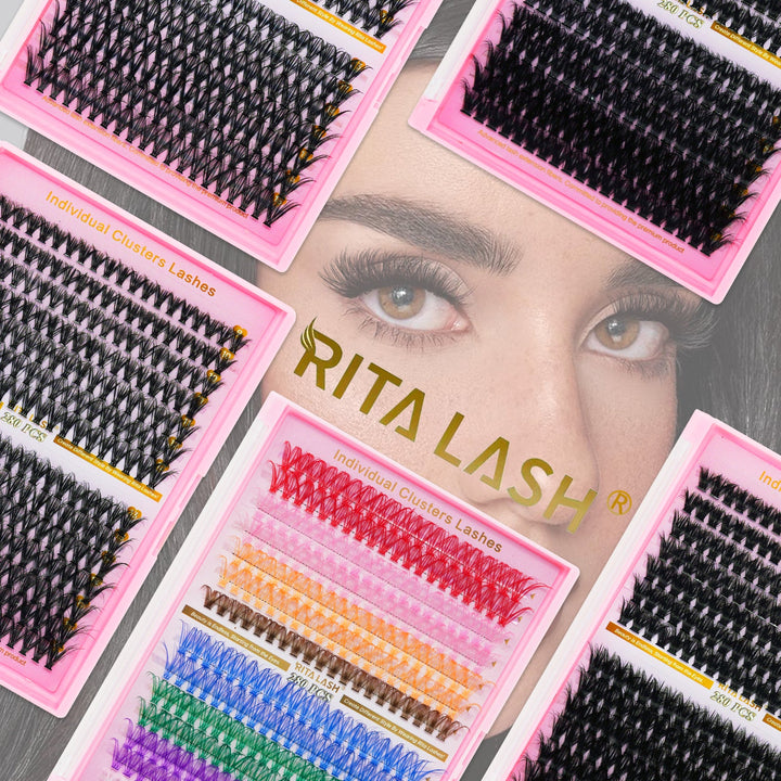 ✨280PCS Lash Extension Kit – 5 Styles DIY Lash Clusters with Bond & Applicator