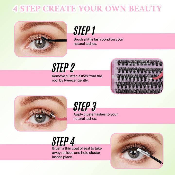💖RITALASH DIY Colored Lash Extension Kit – 640PCS 30D + 40D + 50D + 40D Cluster Lashes