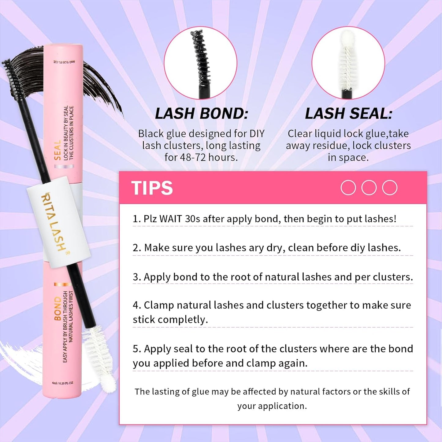 💖RITALASH DIY Lash Extension Kit Book Set – 800PCS Cluster Lashes (20D+40D+60D+100D, 8–16mm) | Individual Lash Clusters with Bond & Seal, Remover, Tweezers | At-Home Eyelash Extension Kit