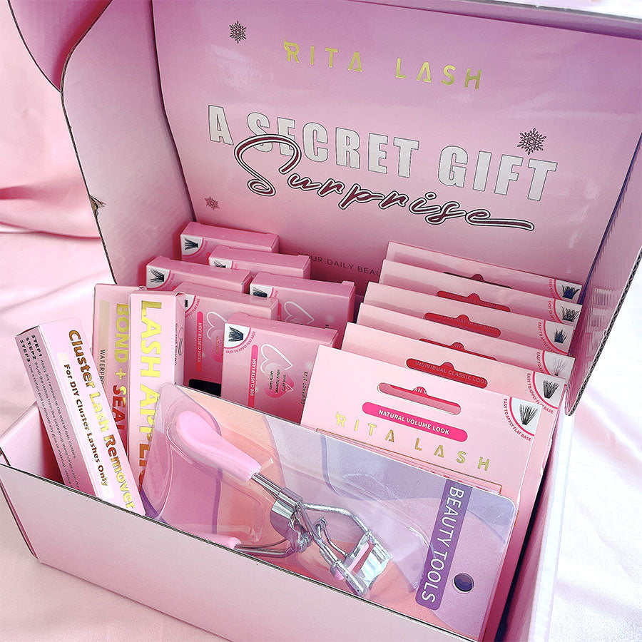 ✨Individual False Eyelash Extension Kit – 12 Boxes Curl & Wispy Lashes with Glue & Tools