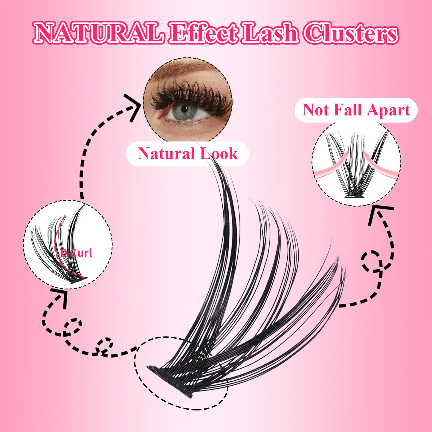 💖RITALASH 400pcs D Curl Cluster Lash Kit MIX 60D+100D Black Individual Eyelashes D Curl With Lash Bond And Seal Cluster Remover Lash Tweezer DIY At Home