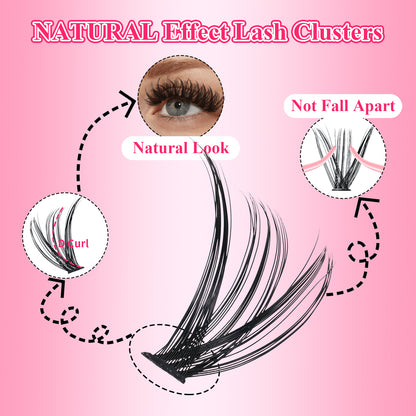 💖RITALASH 400pcs D Curl Cluster Lash Kit MIX 60D+100D Black Individual Eyelashes D Curl With Lash Bond And Seal Cluster Remover Lash Tweezer DIY At Home