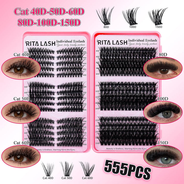 ✨RITALASH New 1930PCS Bulk Lash Clusters DIY Kit with Bond & Seal & Tools