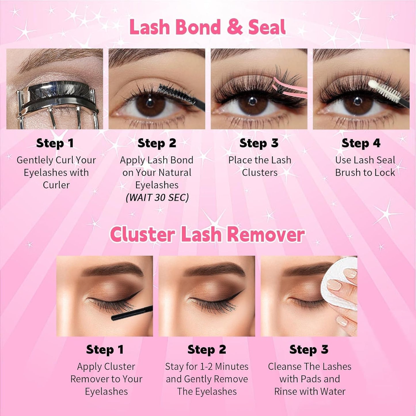 💖RITALASH DIY Lash Extension Kit Book Set – 800PCS Cluster Lashes (10D+30D+50D+80D, 8-16mm) | Individual Lash Clusters with Bond & Seal, Remover, Tweezers | At-Home Eyelash Extension Kit
