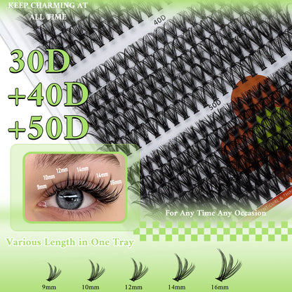 💖RITALASH 280PCS & 320PCS Individual False Cluster Lashes – 30D+40D / 30D+40D+50D D Curl with Bond, Seal, Tweezer & Brush for Easy DIY Lash Extensions at Home