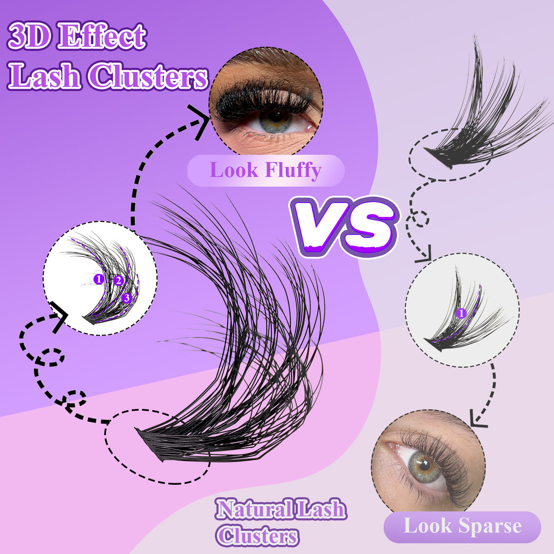 ✨RITALASH 240PCS D Curl 3D Fluffy Eyelash Clusters – DIY Kit with Bond & Tweezers