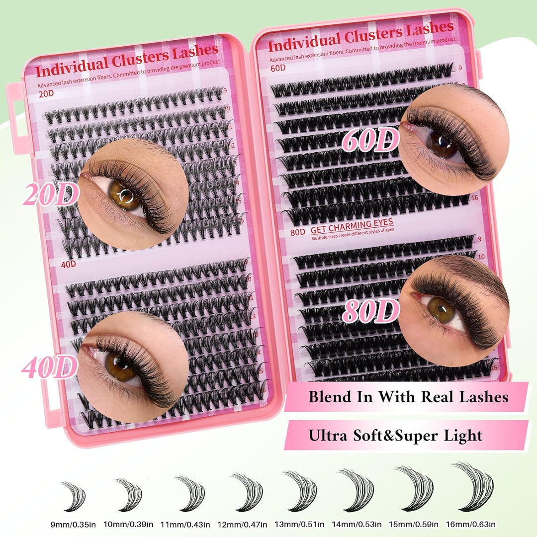 💖RITALASH 640PCS DIY Lash Extension Kit – 20D + 40D + 60D + 80D Mixed Cluster Lashes