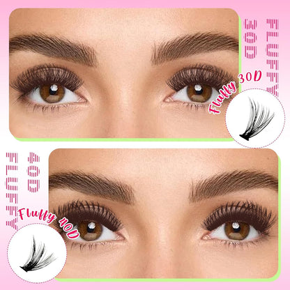 🌟RITALASH 280PCS Lash Extension Kit – 30D+40D Cluster Lashes (9–15mm Mixed) with Bond, Seal & Tweezers, DIY Individual Eyelash Extensions at Home
