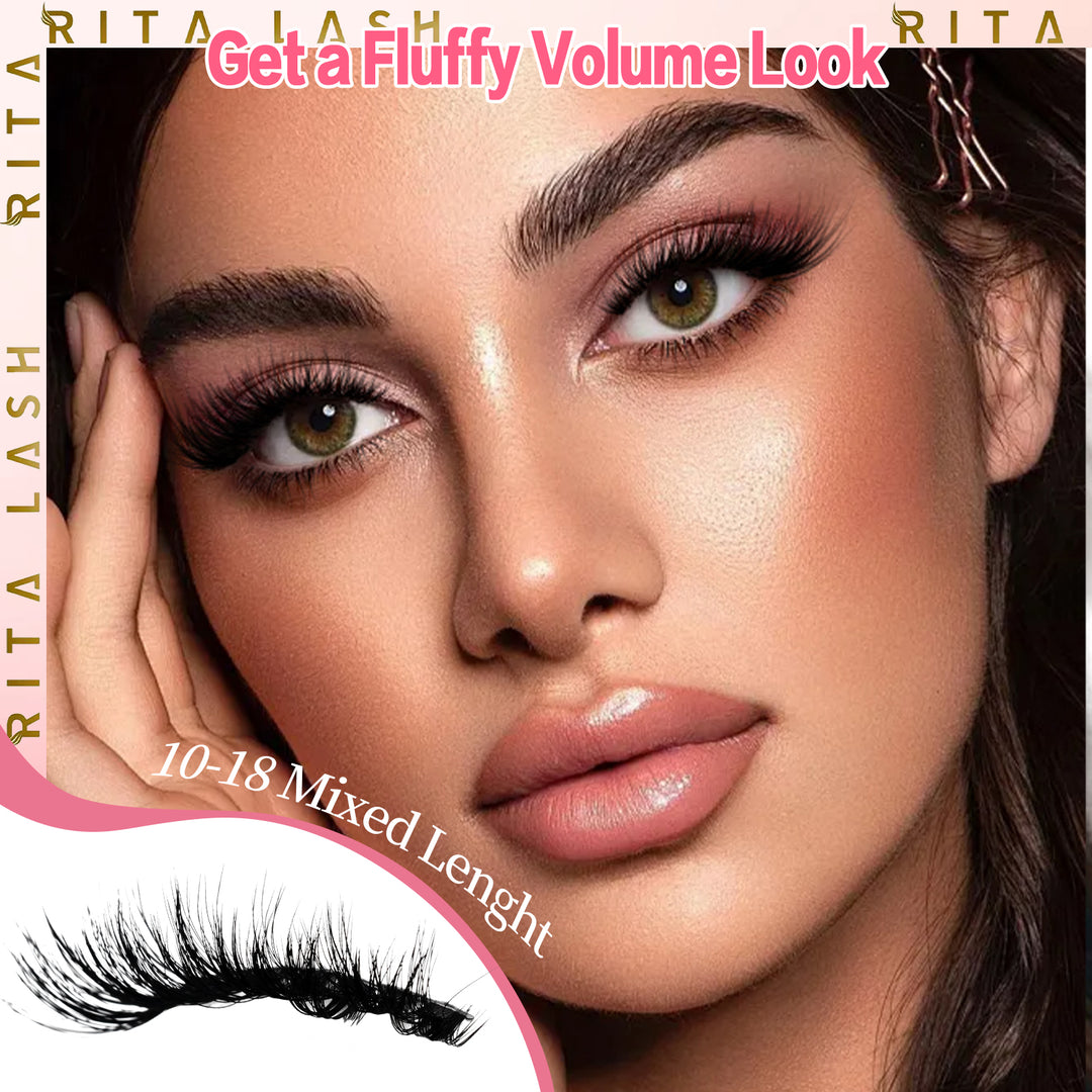 💖RITALASH 300PCS D Curl Lash Clusters – DIY Extension Kit with Applicator & Remover